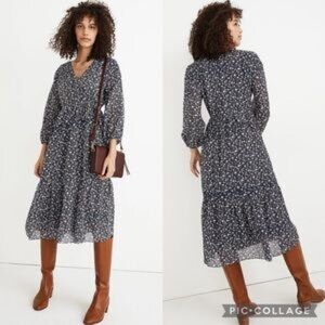 Elegant Navy Floral Women's Dress